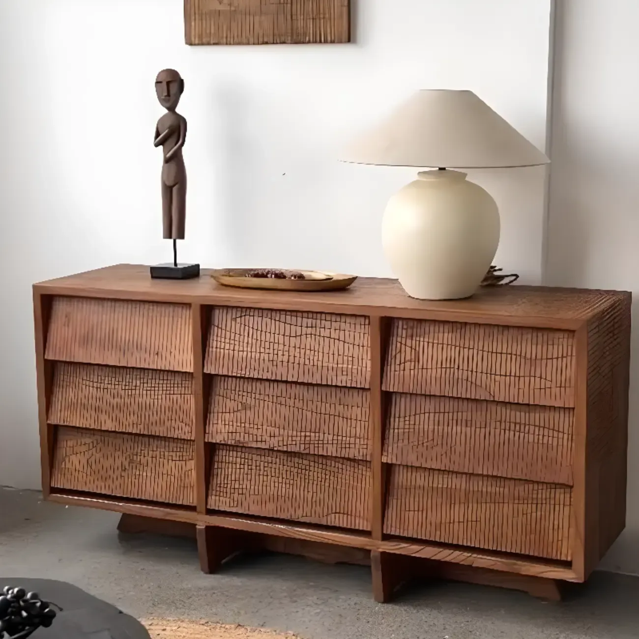 Rustic Accent Cabinet for Bedroom Storage with 6 Drawers