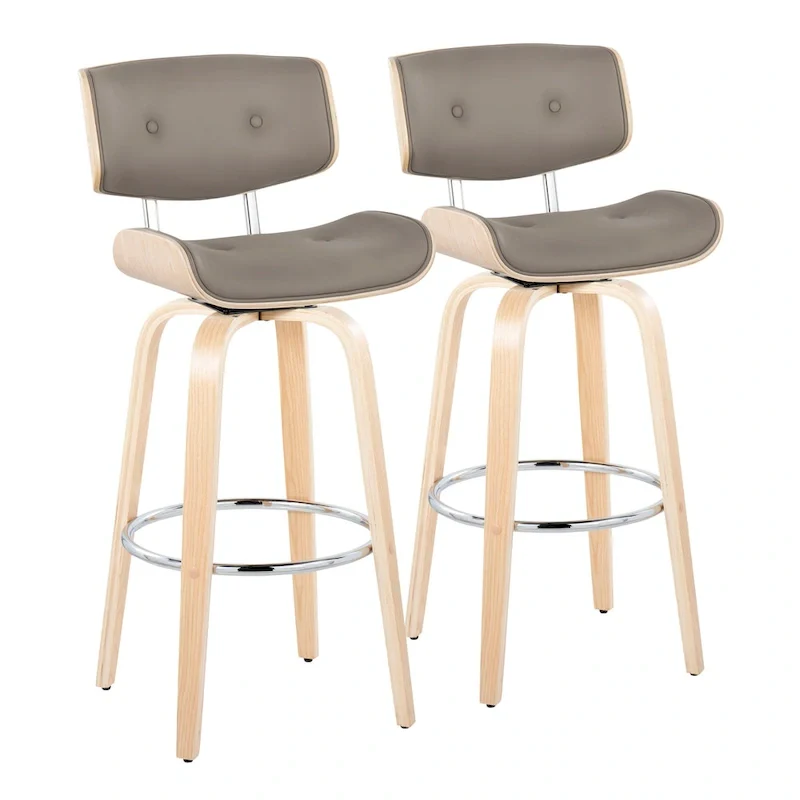 Carson Carrington Leksand 30 Fixed-Height Bar Stool with Bent Wood Legs (Set of 2)