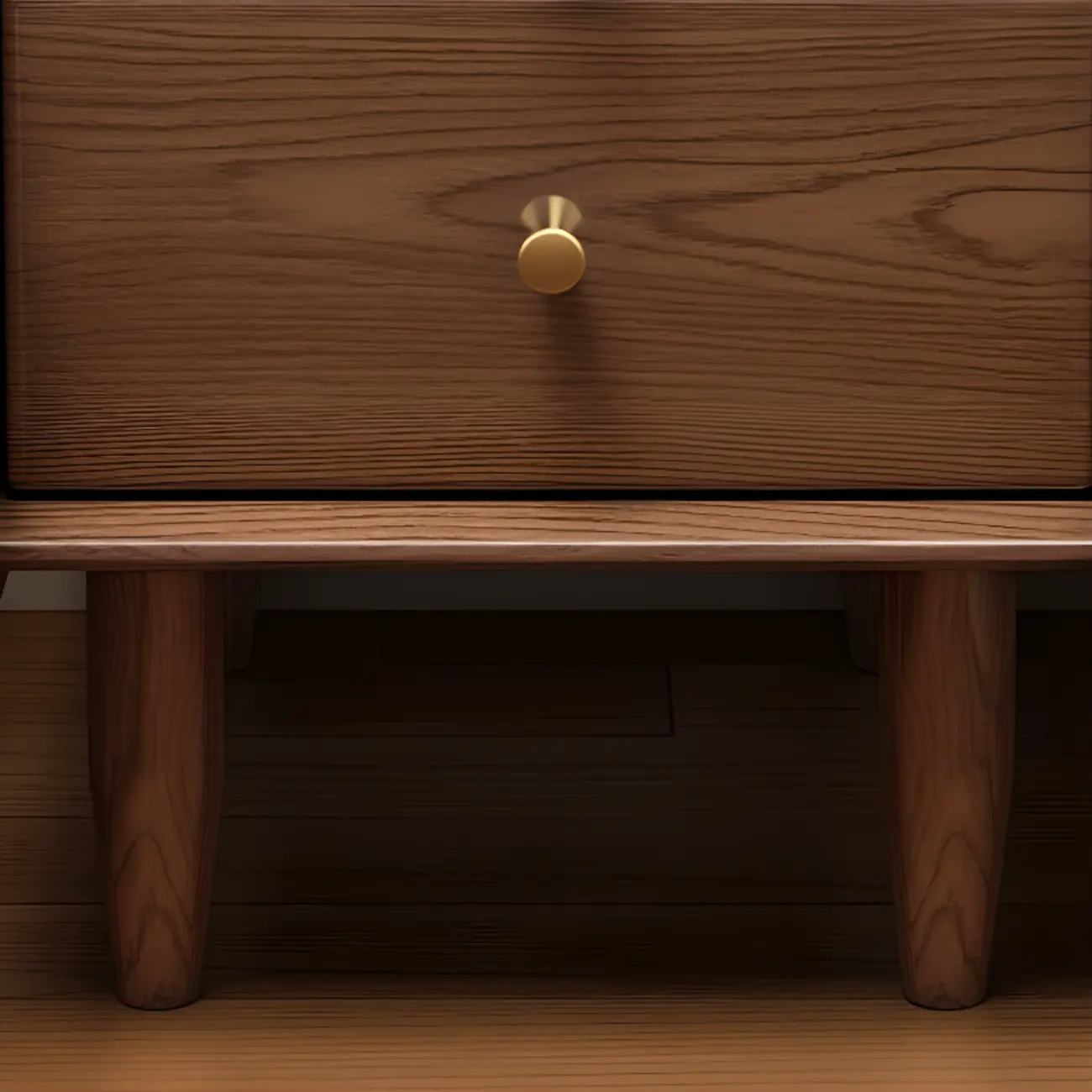 Tall Nut-Brown Wood Beside Nightstand with Drawers