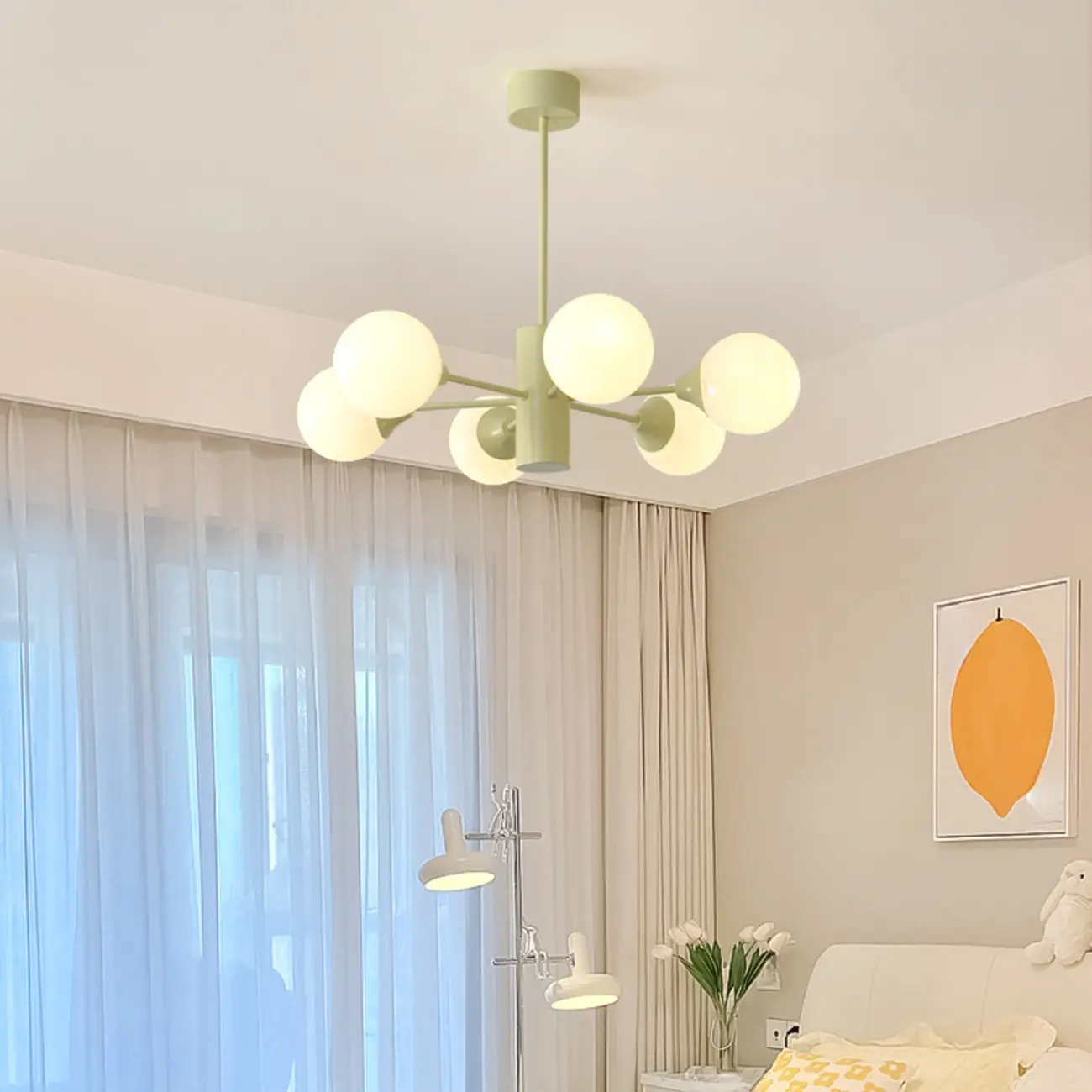 8-Light Modern Glass Globe Chandelier with Adjustable Design