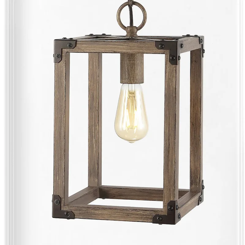 Turing 8.13  Adjustable Iron Rustic Farmhouse LED Pendant, Brown by JONATHAN Y
