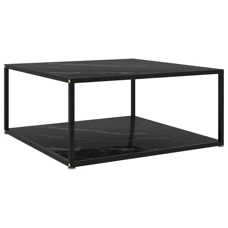 vidaXL Coffee Table Black 31.5x31.5x13.8 Tempered Glass - 31.5 x 31.5 x 13.8