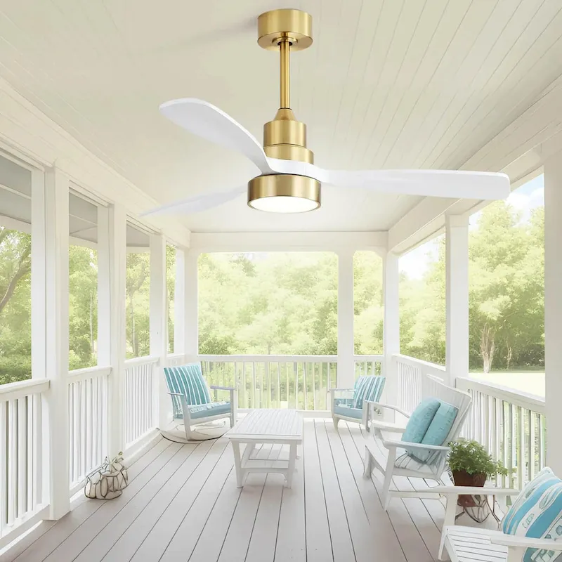 48 Inch Modern Ceiling Fan With Lights 3 Wood Fan Blade Noiseless Reversible Motor Remote Control