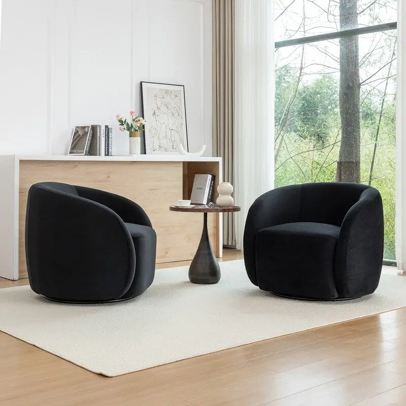 SEYNAR Modern Glam Velvet Upholstered 360 Degree Swivel Accent Armchair Set of 2