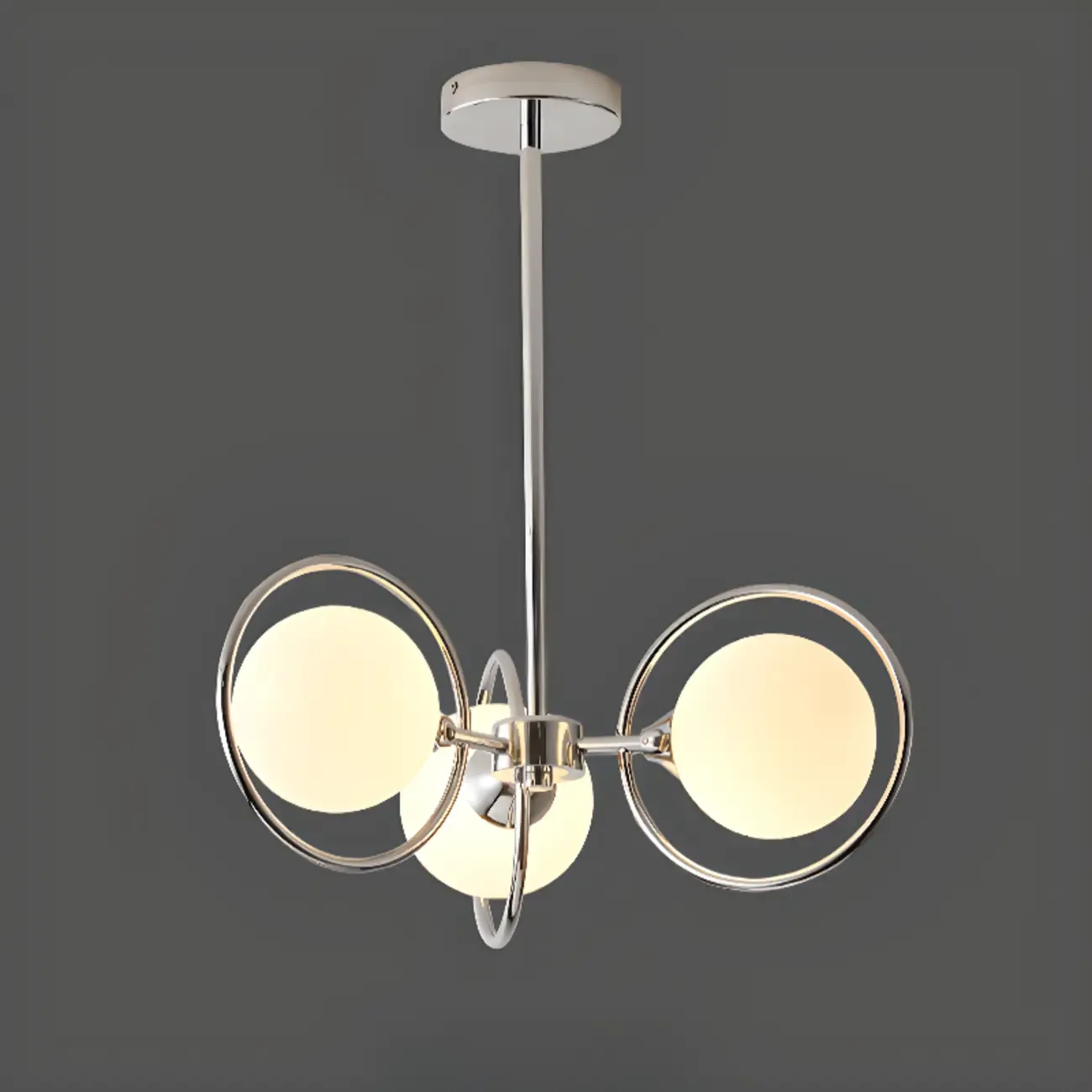 Modern LED Globe Chandelier with Circular Glass Design