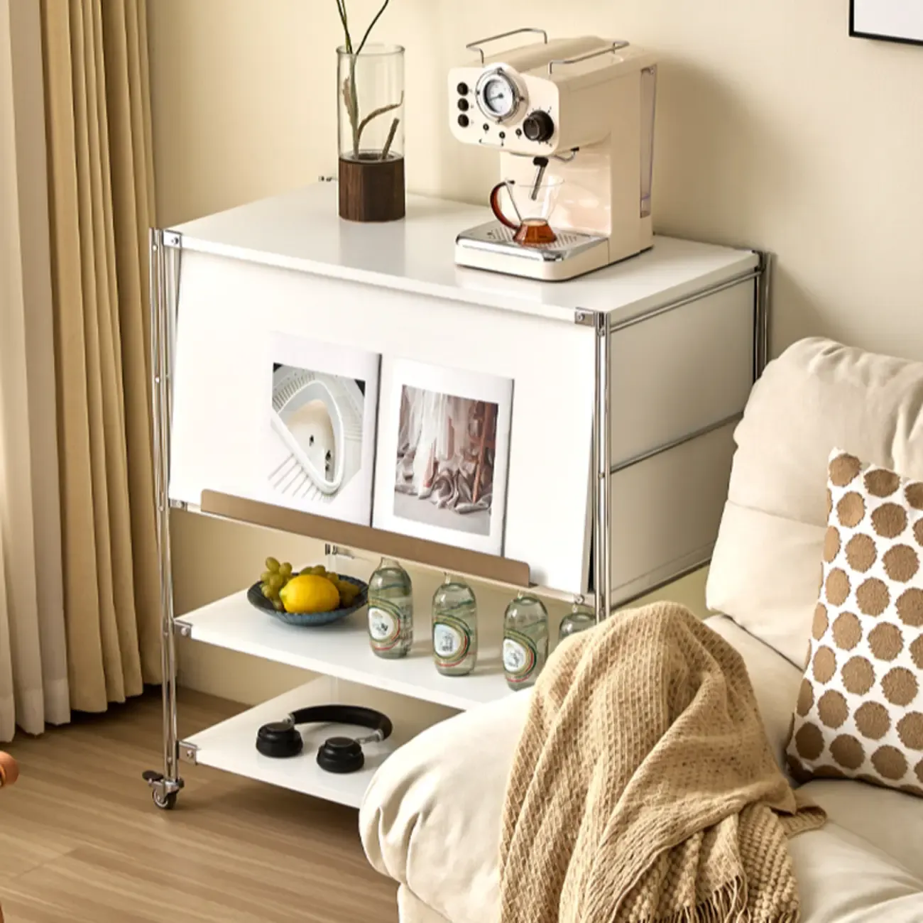 Compact Wood Steel Frame 3-Tier Bookcase in Black