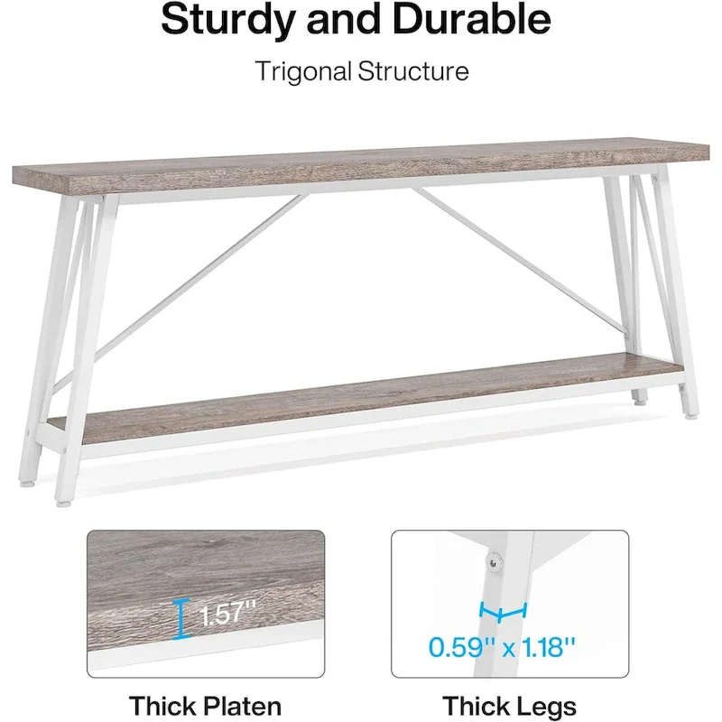 70.9 Inch Extra Long Sofa Table, Industrial Entry Console Table