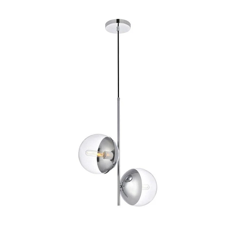 Modern 2-light 17-inch Double Bubble Pendant w/ Clear Glass