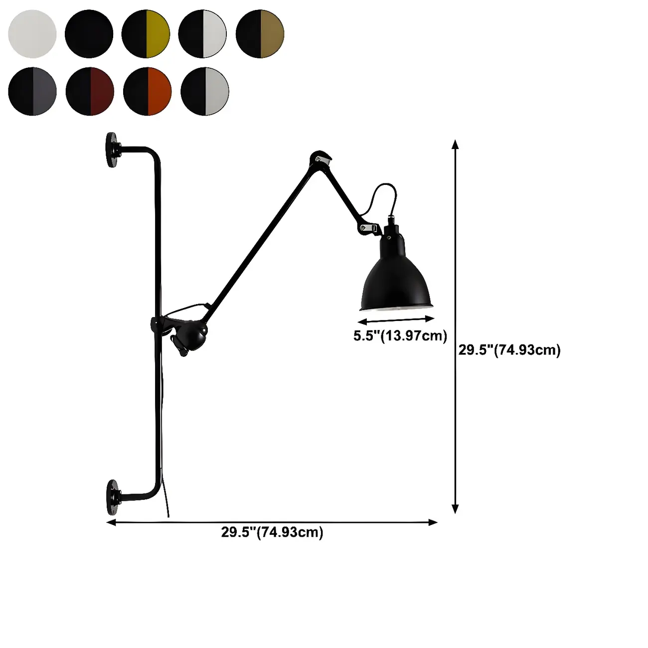 Trestle Base Metal Black Swing Arm Wall Light