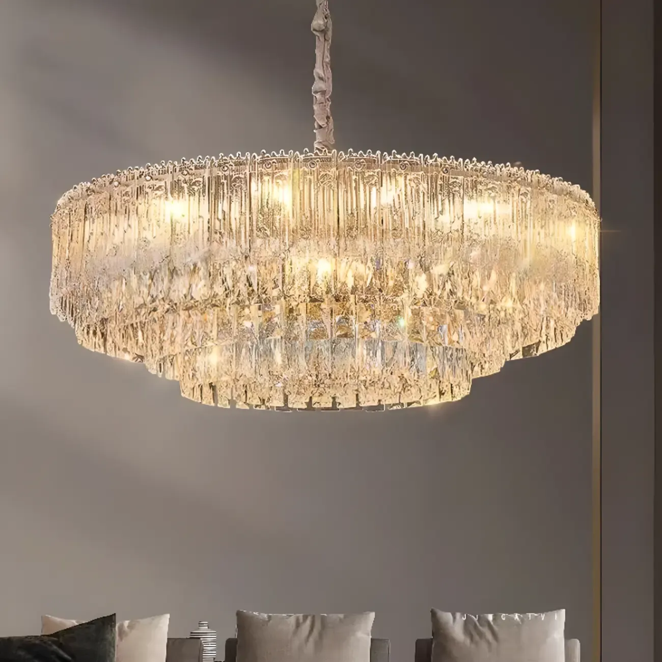 Adjustable Modern Luxury Crystal Chandelier with Multi-Tier