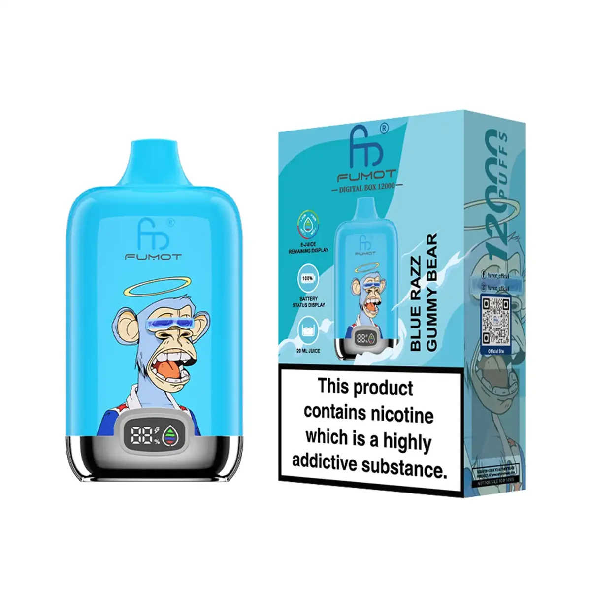 Fumot Digital Box 12000 Blue Razz Gummy Bear – Einweg-Vape mit Einzelverpackung