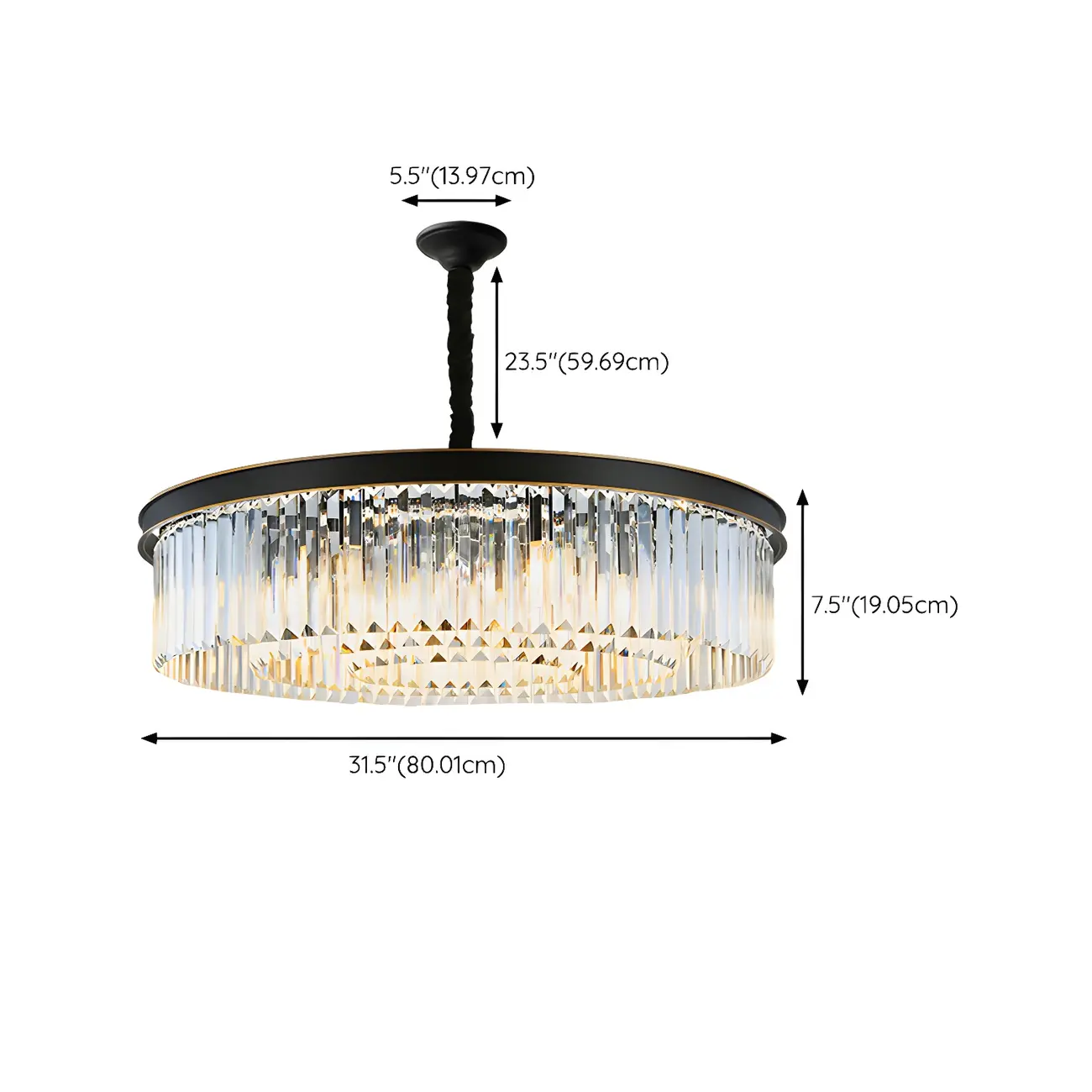 Modern Cylinder Crystal Chandelier Height Adjustable