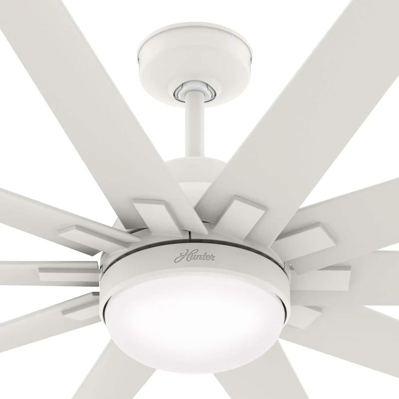 Hunter 60  Overton Damp Rated Ceiling Fan with LED Light Kit and Wall Control - Windmill, Transitional, Modern - ENERGY STAR