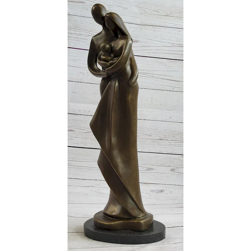 Modern Bronze Sculpture Statue Figure Abstract Couple Baby Loved Family Art Deco
