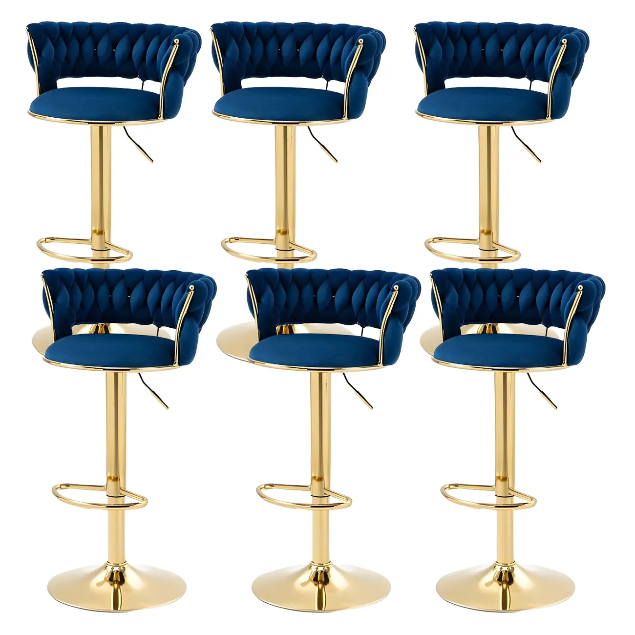 Gold Base Low Back Adjustable Swivel Bar Stool