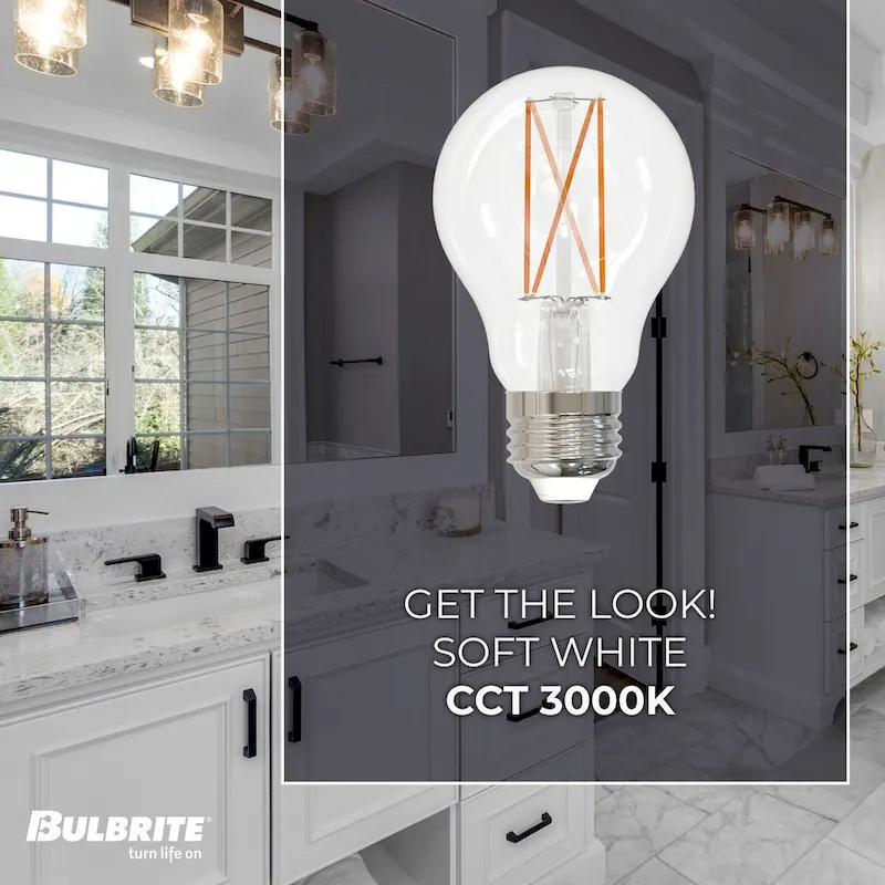 Bulbrite Pack of (8) 7 Watt Dimmable Clear Filament A19 Medium (E26) LED Bulb