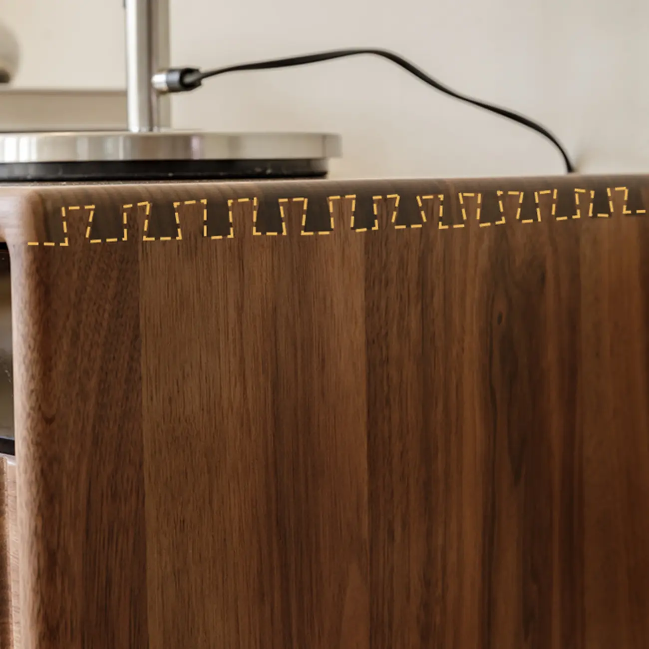 94.5 Long Brown Wood Walnut Fluted TV Stand with Drawers