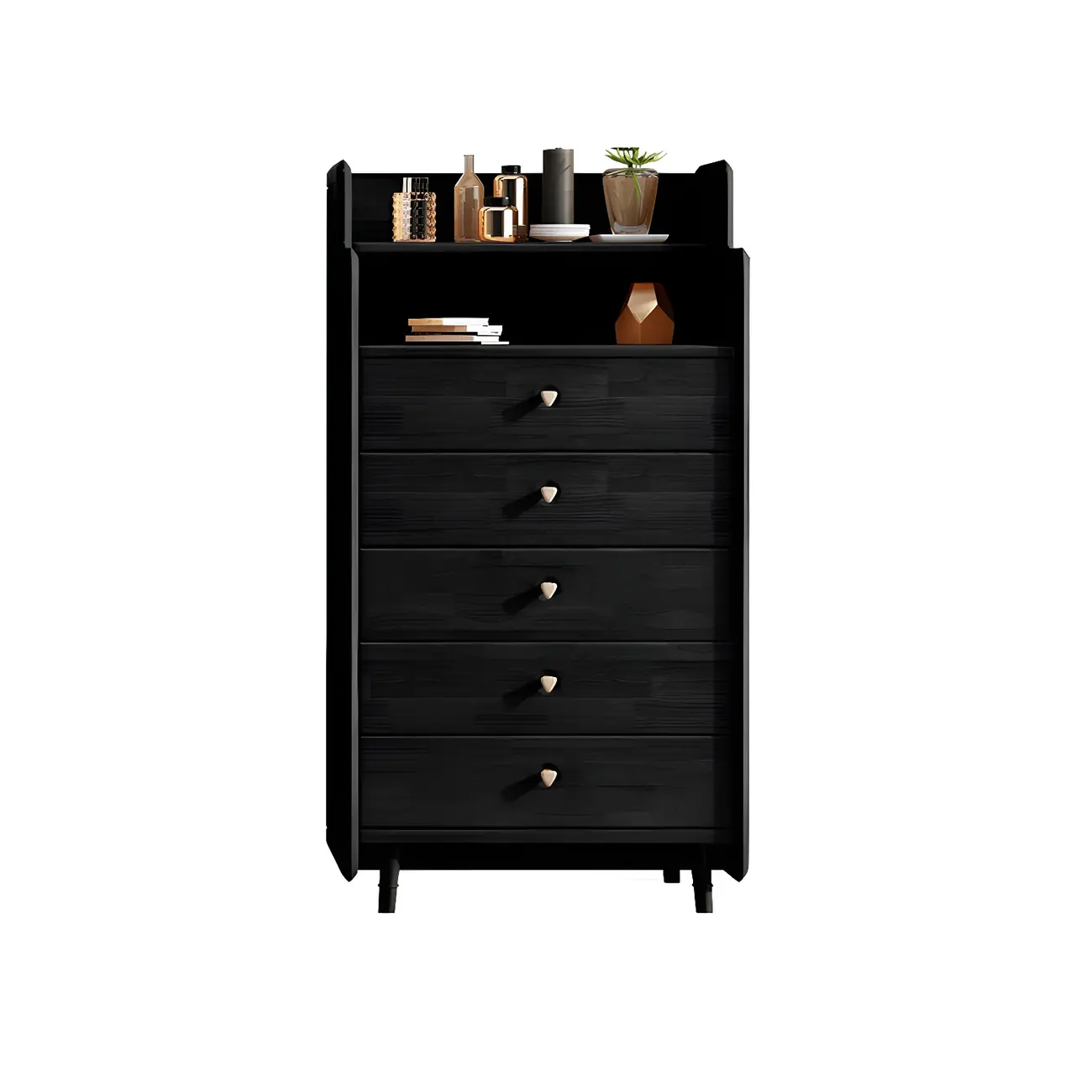 Brown Wood Rattan Front Accent Chest with Multi-Drawer