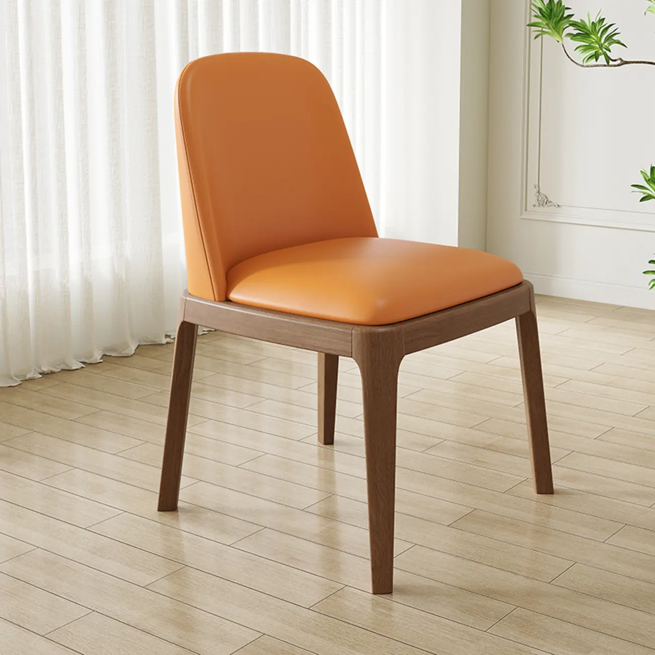 Modern Rubber Wood Upholstered Dining Chair Set of 2