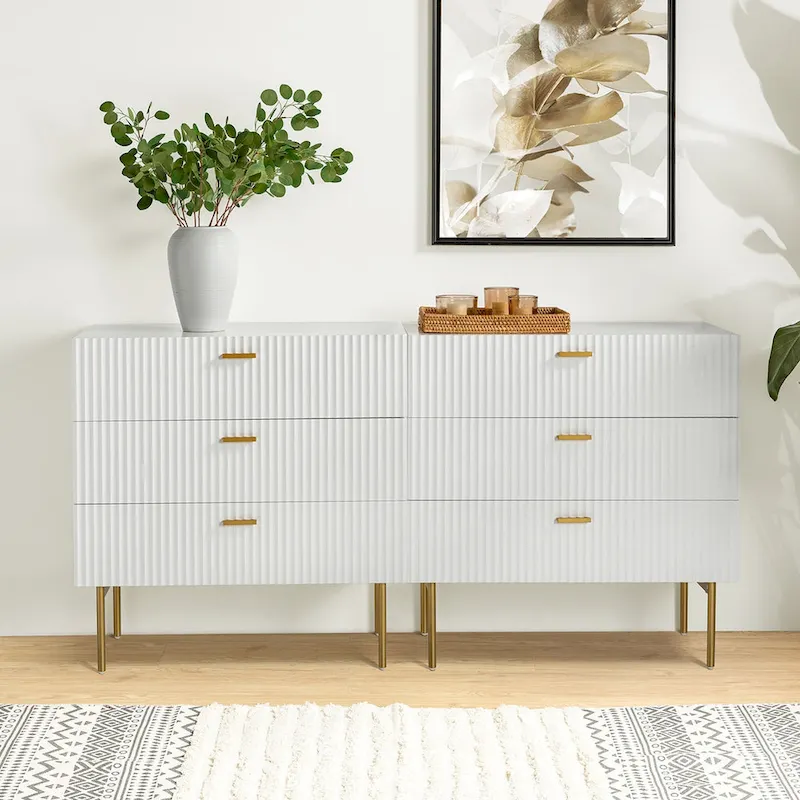 Gilb Modern 3-Drawer Dresser Nightstand with Metal Legs Set of 2 by HULALA HOME