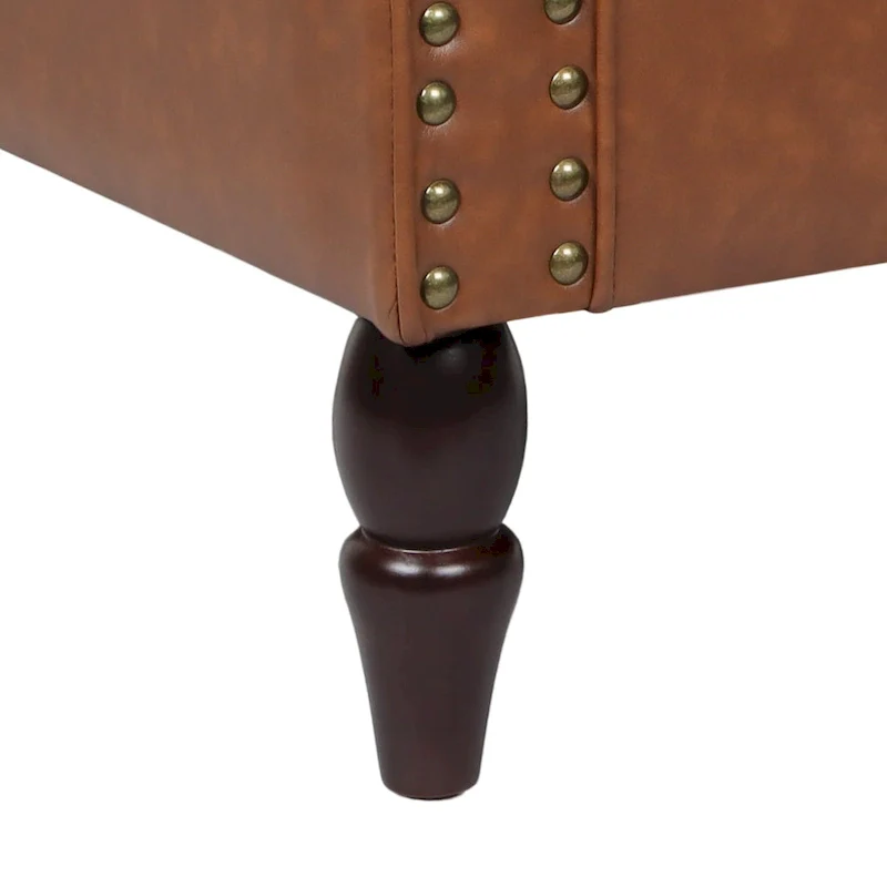 2 Set Nailheads Accent Chair Faux Leather Armchair