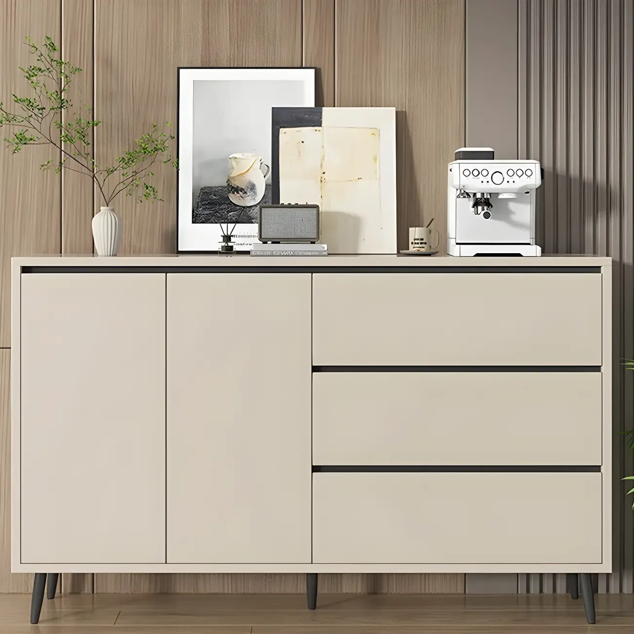 Modern Wooden Sideboard with Multi-Drawers and Cabinets