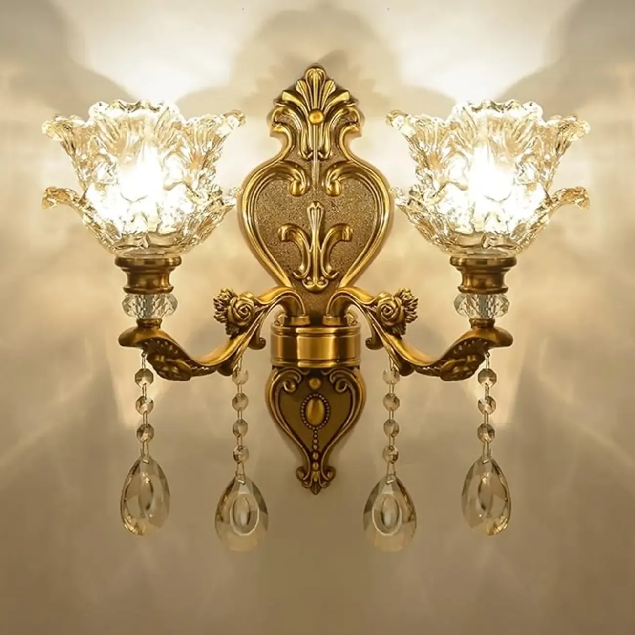 Antique Brass Geometric Indoor Wall Sconce