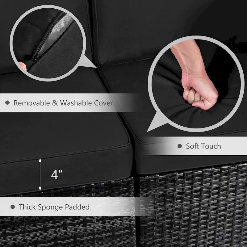 Costway 7PCS Patio Rattan Furniture Set 30 Fire Pit Table Cover - See Details