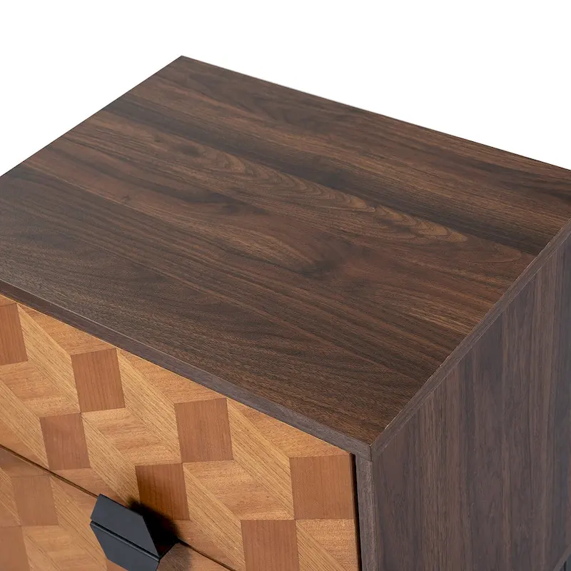 Apakah Modern 25Tall 2-Drawer Nightstand with Charging Station and Adjustable Legs Set of 2 by HULALA HOME