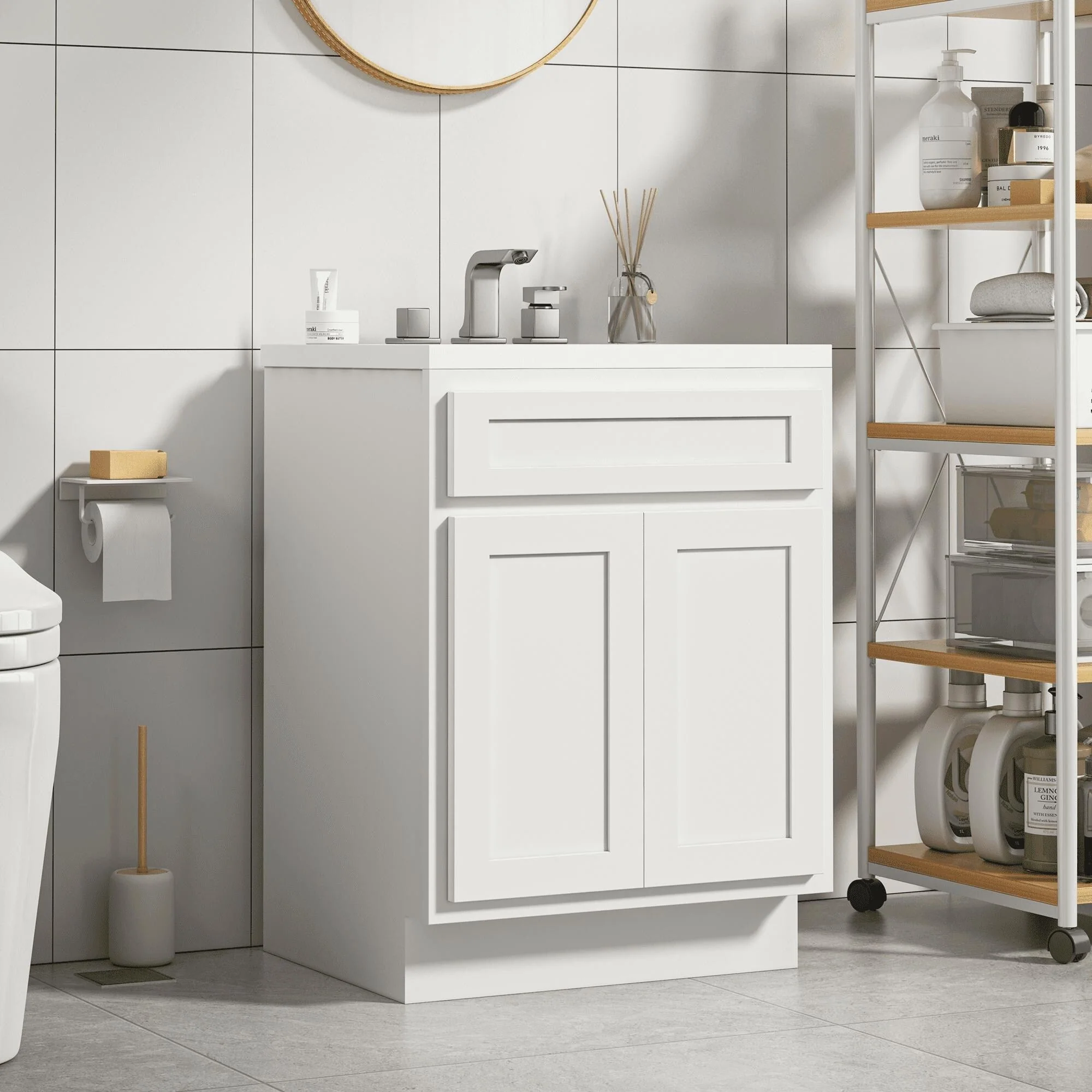 Vanity Art 24-inch Solid Wood Single Sink Bathroom Vanity Cabinet