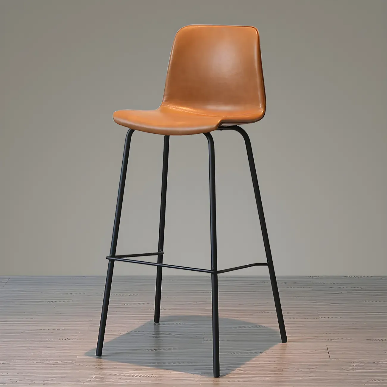 Brown Saddle Metal Frame Leather Counter Stools with Backs