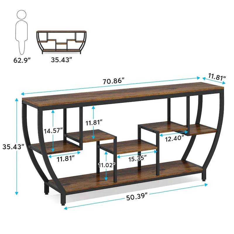 70.9 Inch Extra Long Console Table with Shelves,Sofa Console Table