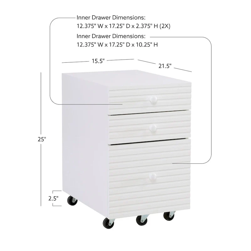 Whitney Wood 3 Drawer File Cabinet