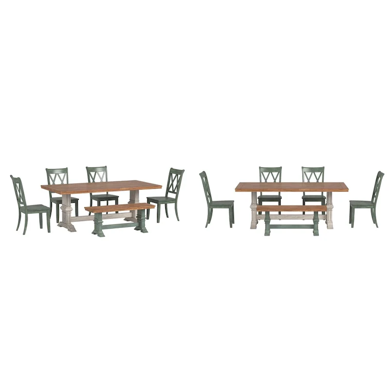 Ronda 78.7 Rectangular Solid Wood Top Dining Set with X-Back Chairs