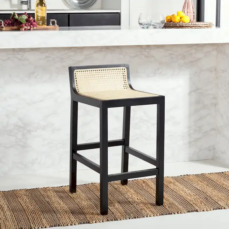 SAFAVIEH Carry Low Back Cane Counter Stool - 16 W x 19 D x 31 H - 16Wx19Dx31H