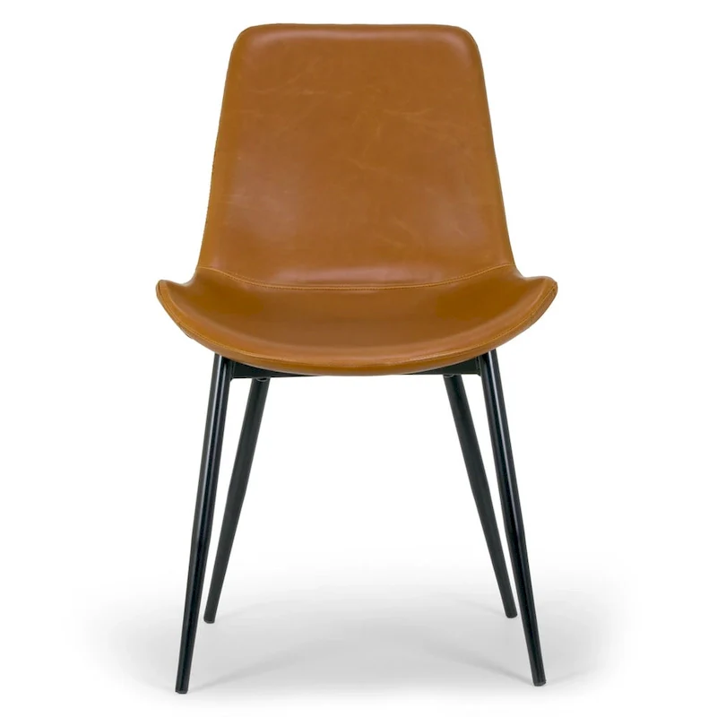 Alary Caramel Brown Faux Leather Modern Dining Chair (Set of 2)