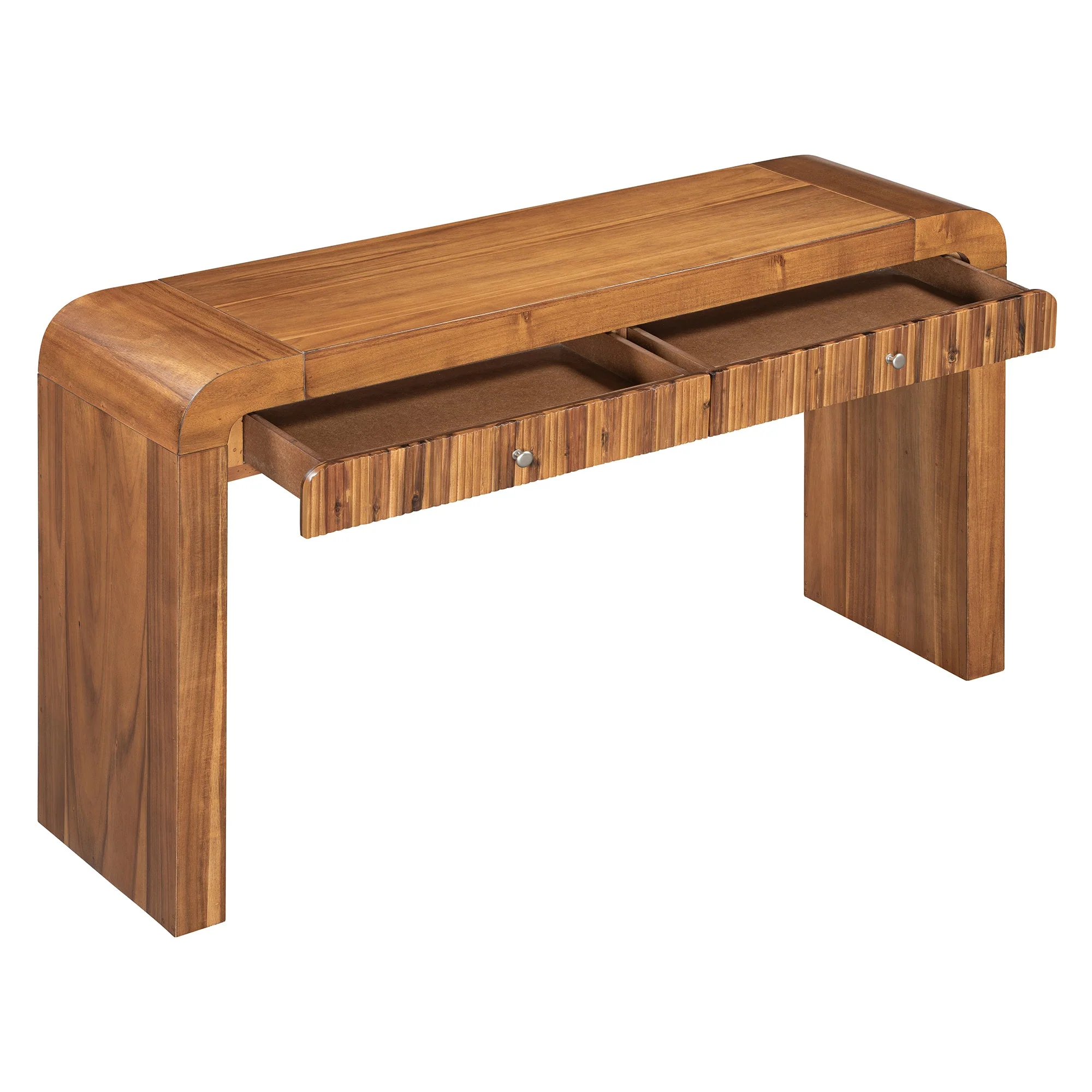 Walker Edison | Entryway Fluted Curve Design Console/Desk Table with Drawers