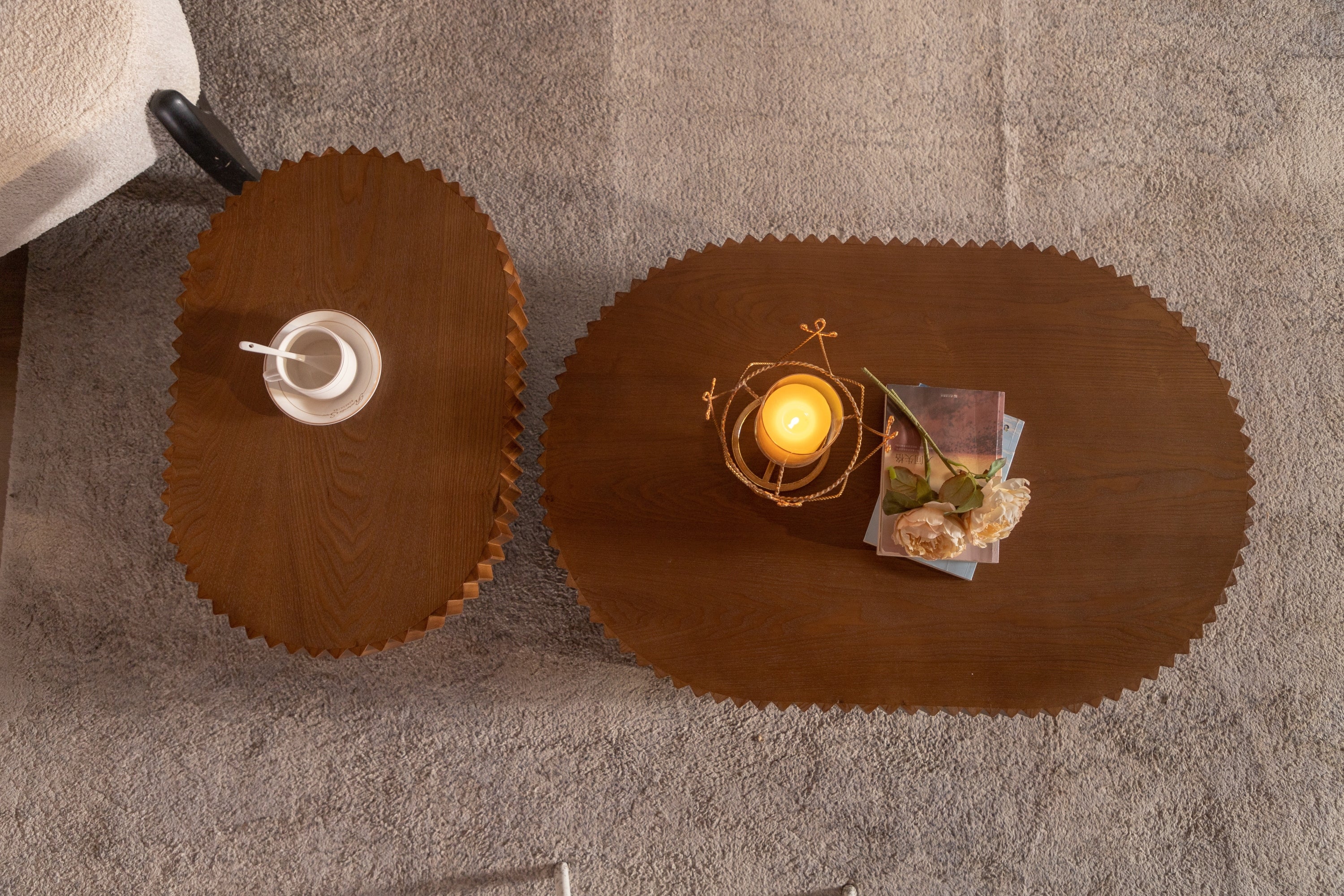 Walker Edison | Modern Fluted Round Nesting Coffee Table Set of 2