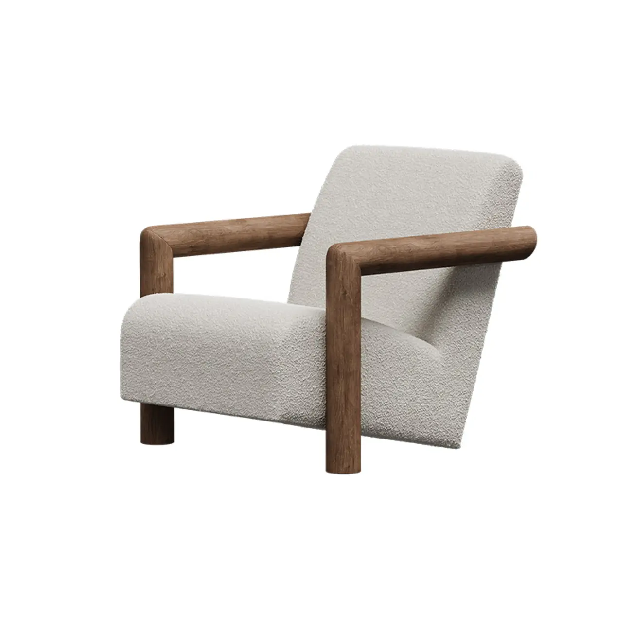 Minimalist White Mohair Fabric Living Room Arm Chair