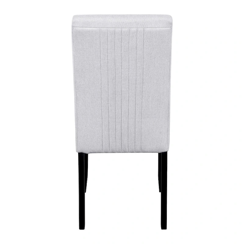 5 Pcs Wood Kitchen Table and Chair Set, 4 People Round Dining Table Set with Faux Marble Top and 4 Upholstered Chairs