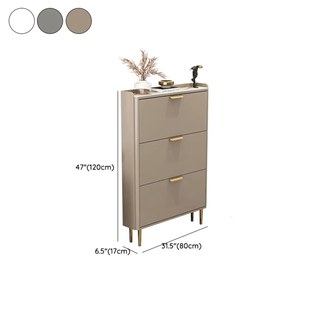 Wooden Drop Front Shoe Cabinet with Metal Legs