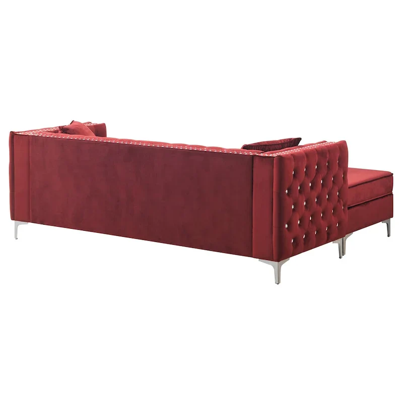 Paige Velvet Tufted Sofa with Chaise