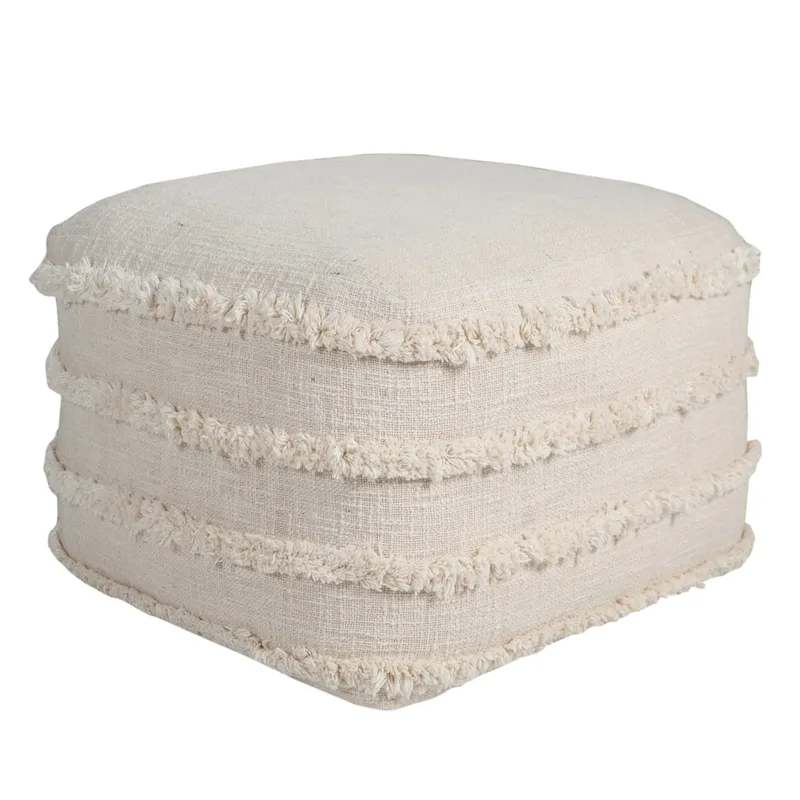 Sevita Solid Textured Stripe Pouf Ottoman