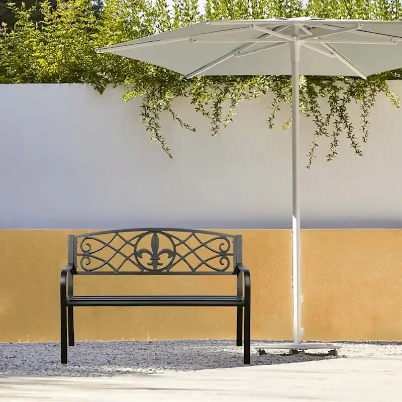 Lotus Home Metal Garden Bench - 50  W x 23.6  D x 34.3  H