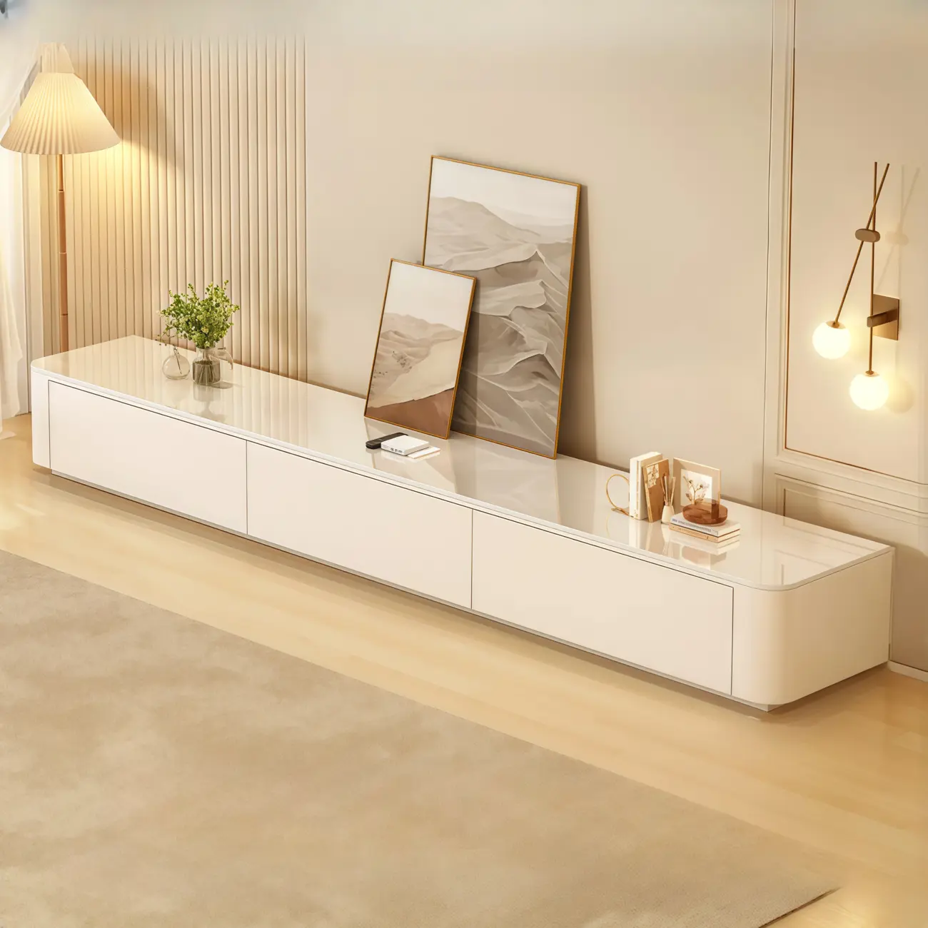 63 Sintered Stone Top Long TV Stand with Cable Management