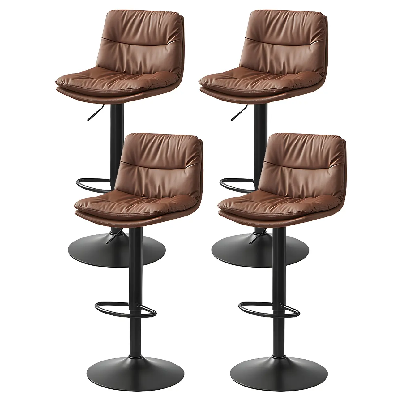 Modern Leather Saddle Swivel Adjustable Bar Stool