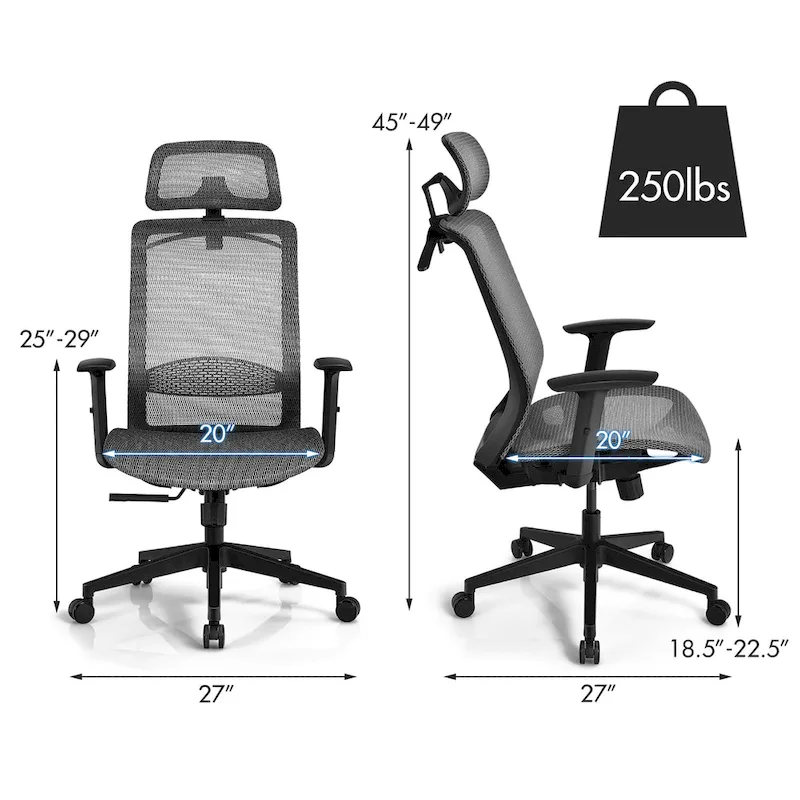 Costway Ergonomic High Back Mesh Office Chair Recliner Task Chair - See Details
