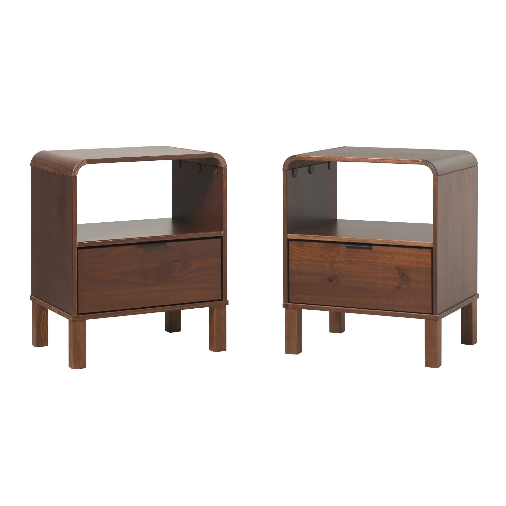Elias Modern Curved-Frame Solid Wood Nightstand