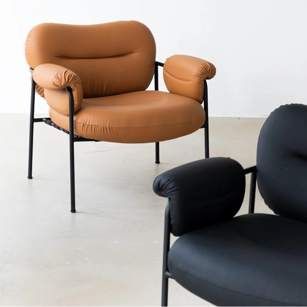 Modern Square Arm Fabric Accent Chair with Tufting