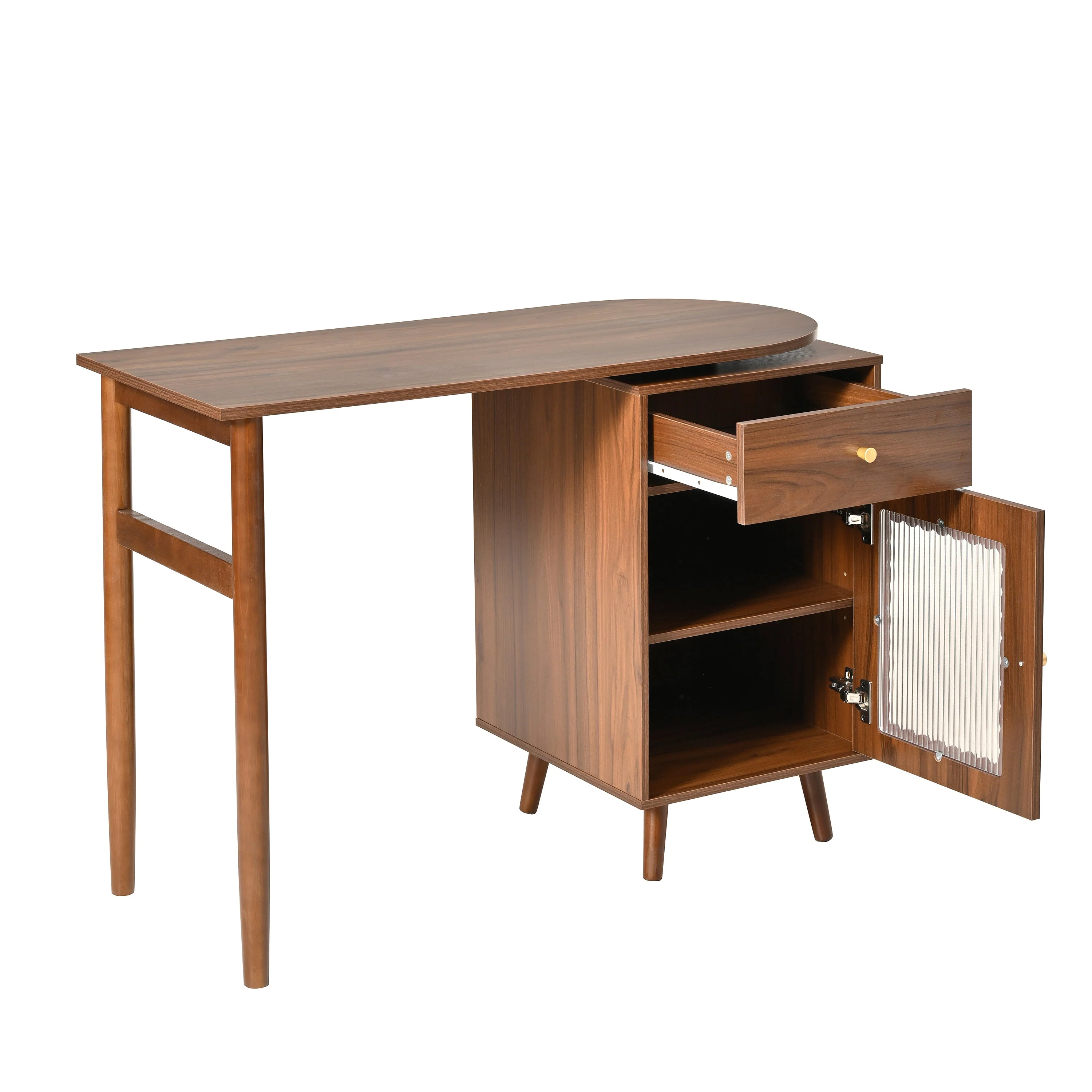 Walker Edison | Computer Desk with 90 Degree Rotating Desktop and Storage